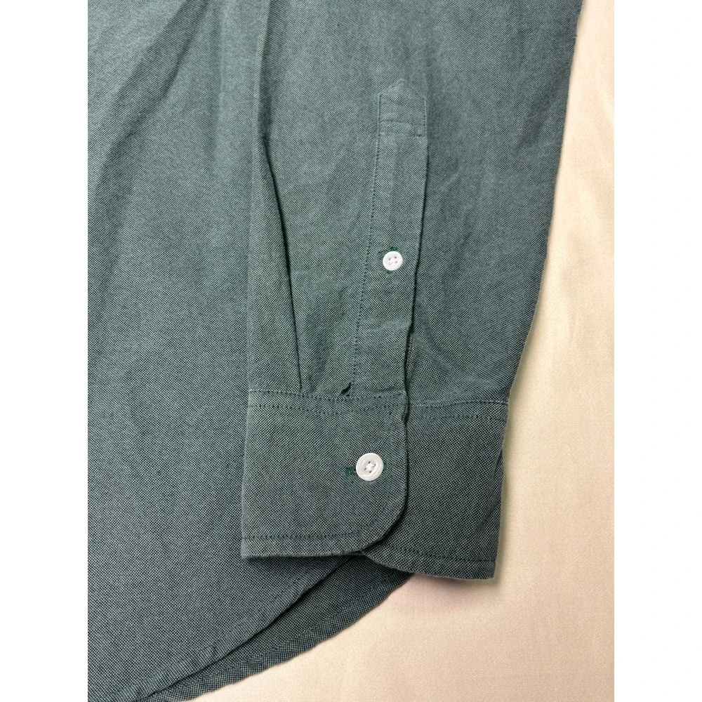 J.Crew Mens Slim Fit Oxford Shirt Green Long Sleeve Cotton B9292 Size Medium